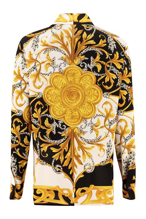 versace printed silk-chiffon t-shirt|Versace Print Shirts .